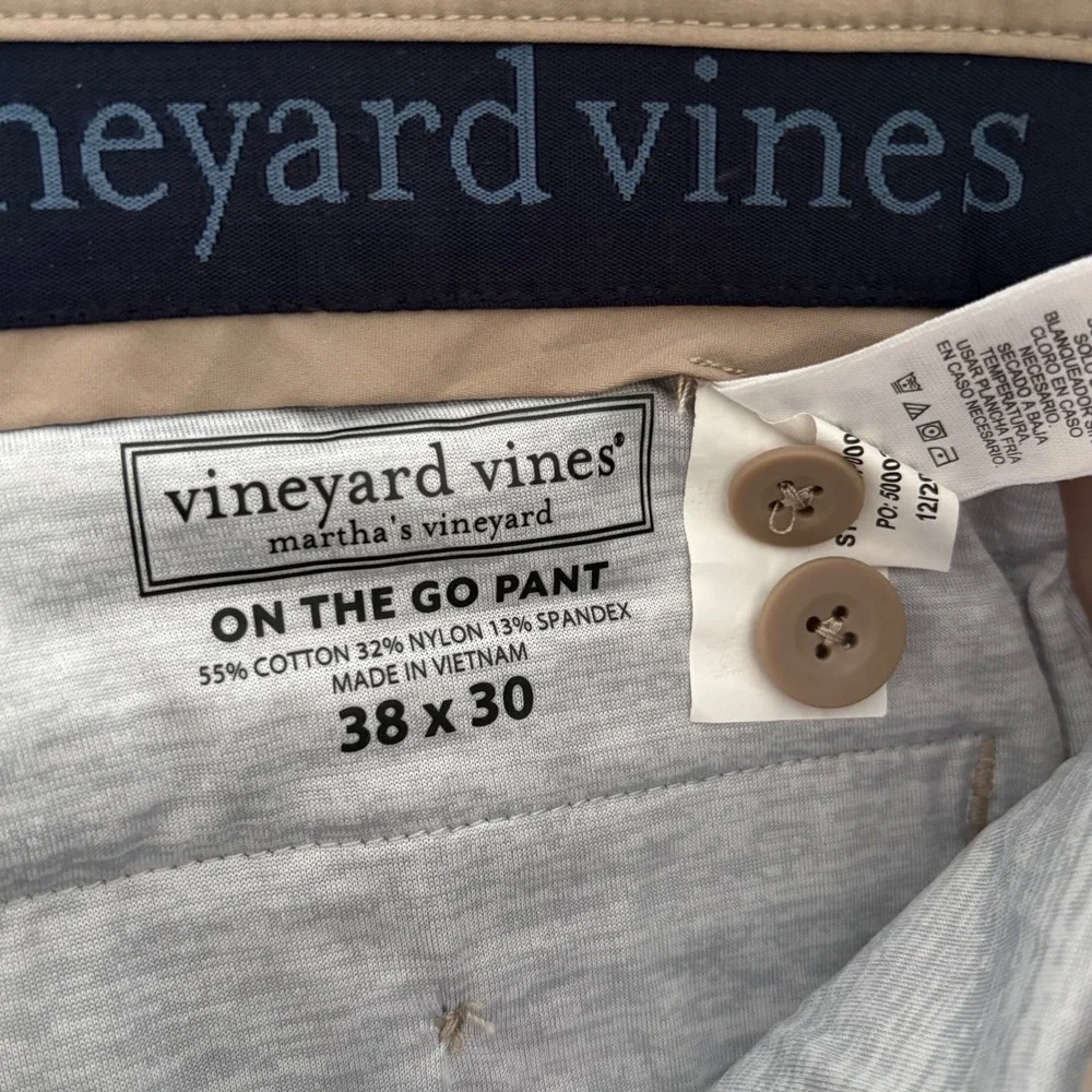 Vineyard Vines On The Go Pant Mens 38x30 Khaki Tan Performance Chino Stretch